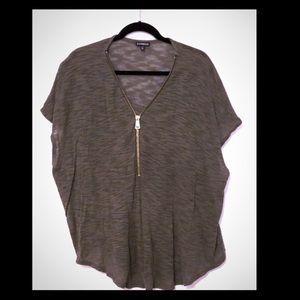 Express Dark Green Zip-Up Top - Large